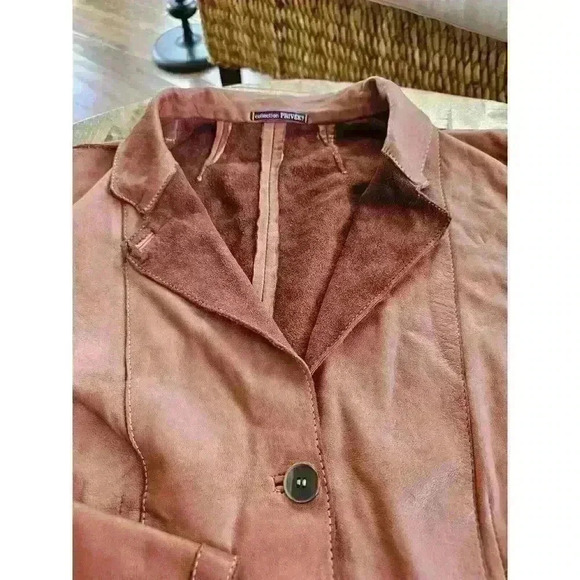 Collection Privee? Brown Leather Jacket Womens Size 42/6 Made In Italy Designer - Picture 16 of 16
